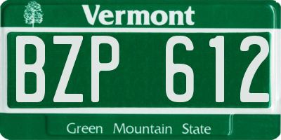 VT license plate BZP612