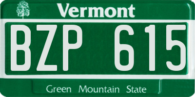 VT license plate BZP615