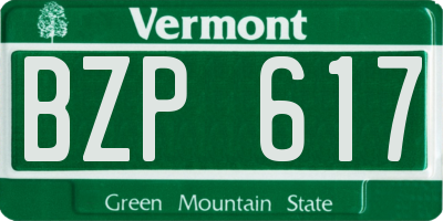 VT license plate BZP617