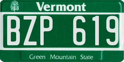VT license plate BZP619