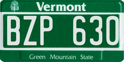 VT license plate BZP630