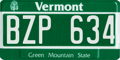 VT license plate BZP634