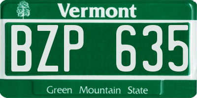 VT license plate BZP635