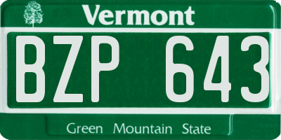 VT license plate BZP643