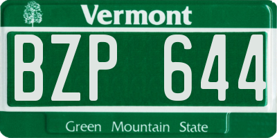 VT license plate BZP644