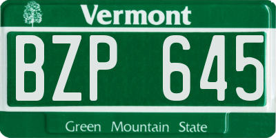 VT license plate BZP645
