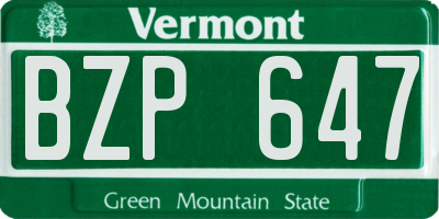 VT license plate BZP647