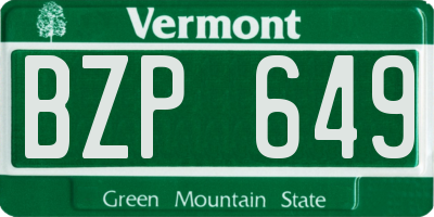 VT license plate BZP649