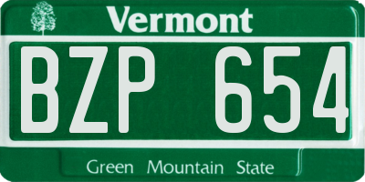 VT license plate BZP654