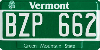 VT license plate BZP662