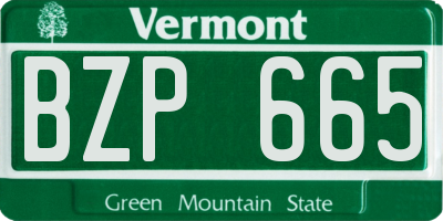 VT license plate BZP665