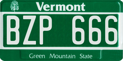 VT license plate BZP666