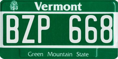 VT license plate BZP668