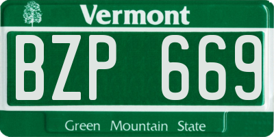 VT license plate BZP669