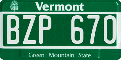 VT license plate BZP670