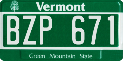 VT license plate BZP671