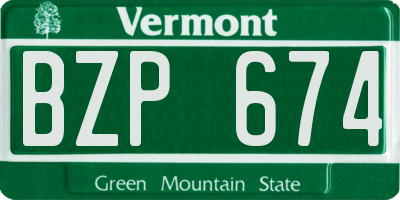 VT license plate BZP674