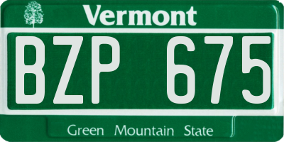 VT license plate BZP675