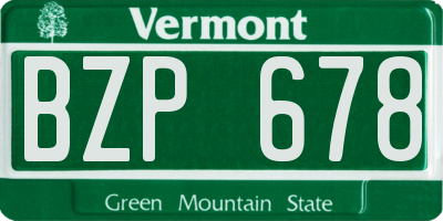 VT license plate BZP678