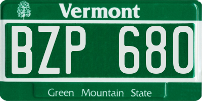 VT license plate BZP680