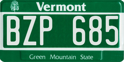 VT license plate BZP685