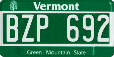 VT license plate BZP692