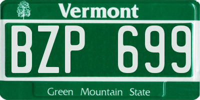 VT license plate BZP699