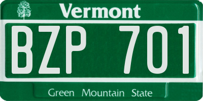 VT license plate BZP701