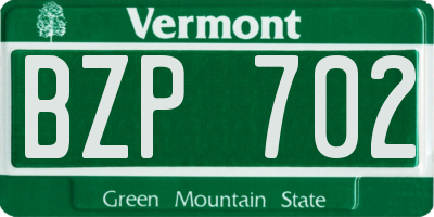 VT license plate BZP702