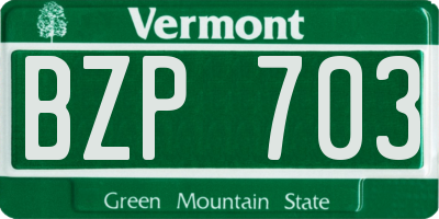 VT license plate BZP703