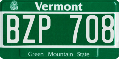 VT license plate BZP708