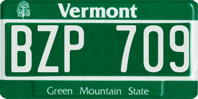 VT license plate BZP709