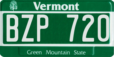 VT license plate BZP720