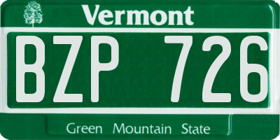 VT license plate BZP726