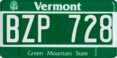 VT license plate BZP728
