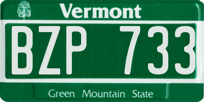 VT license plate BZP733