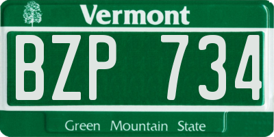 VT license plate BZP734