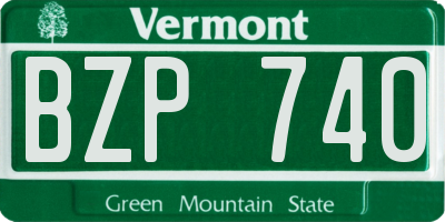 VT license plate BZP740