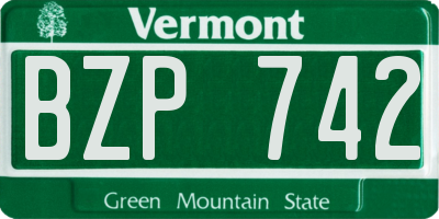 VT license plate BZP742