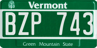 VT license plate BZP743