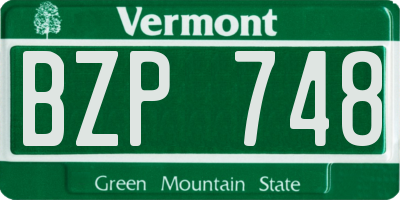 VT license plate BZP748
