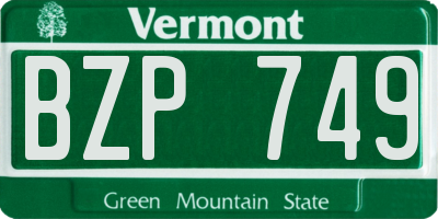 VT license plate BZP749