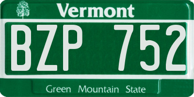 VT license plate BZP752