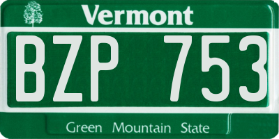 VT license plate BZP753