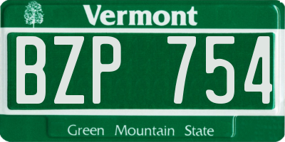 VT license plate BZP754