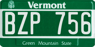 VT license plate BZP756