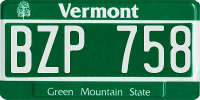 VT license plate BZP758
