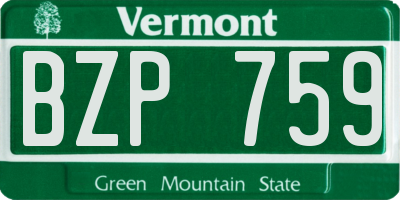 VT license plate BZP759