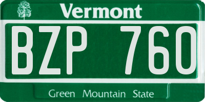 VT license plate BZP760