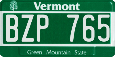 VT license plate BZP765